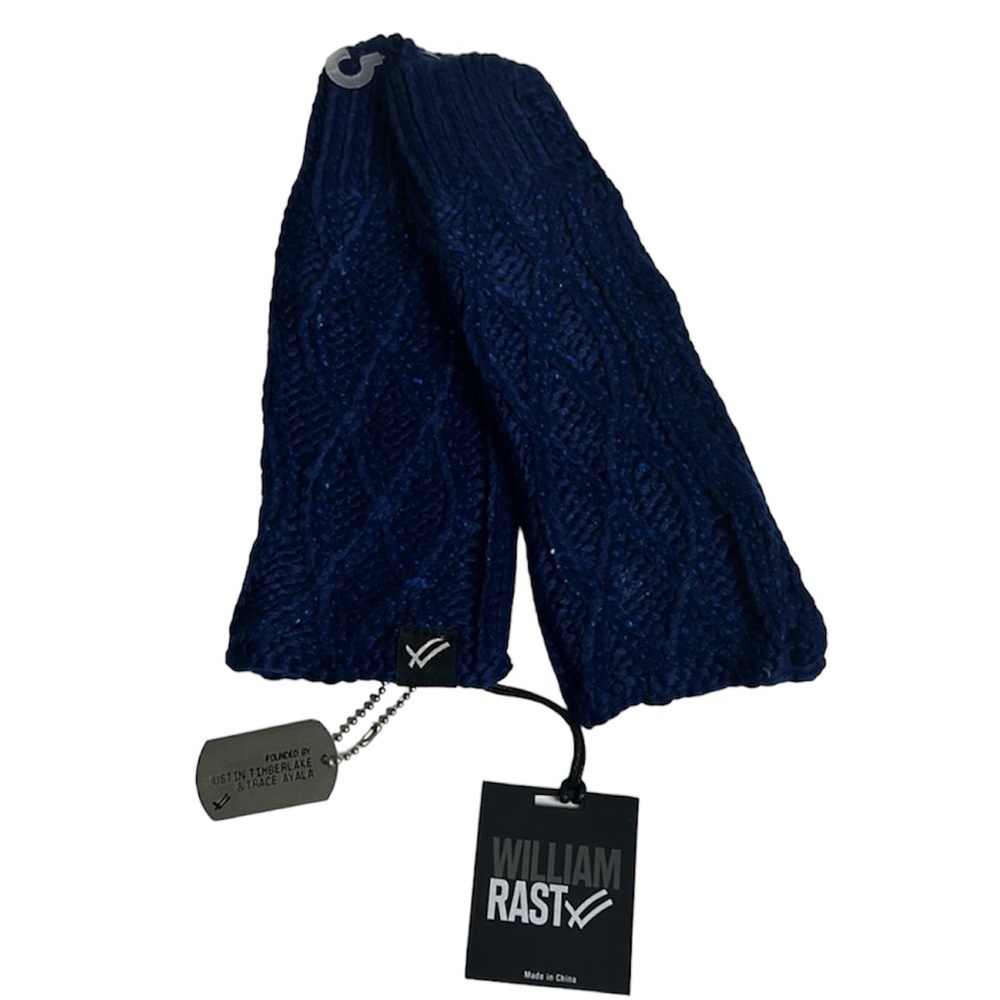 William Rast Knit Fingerless Gloves Royal Blue One Size